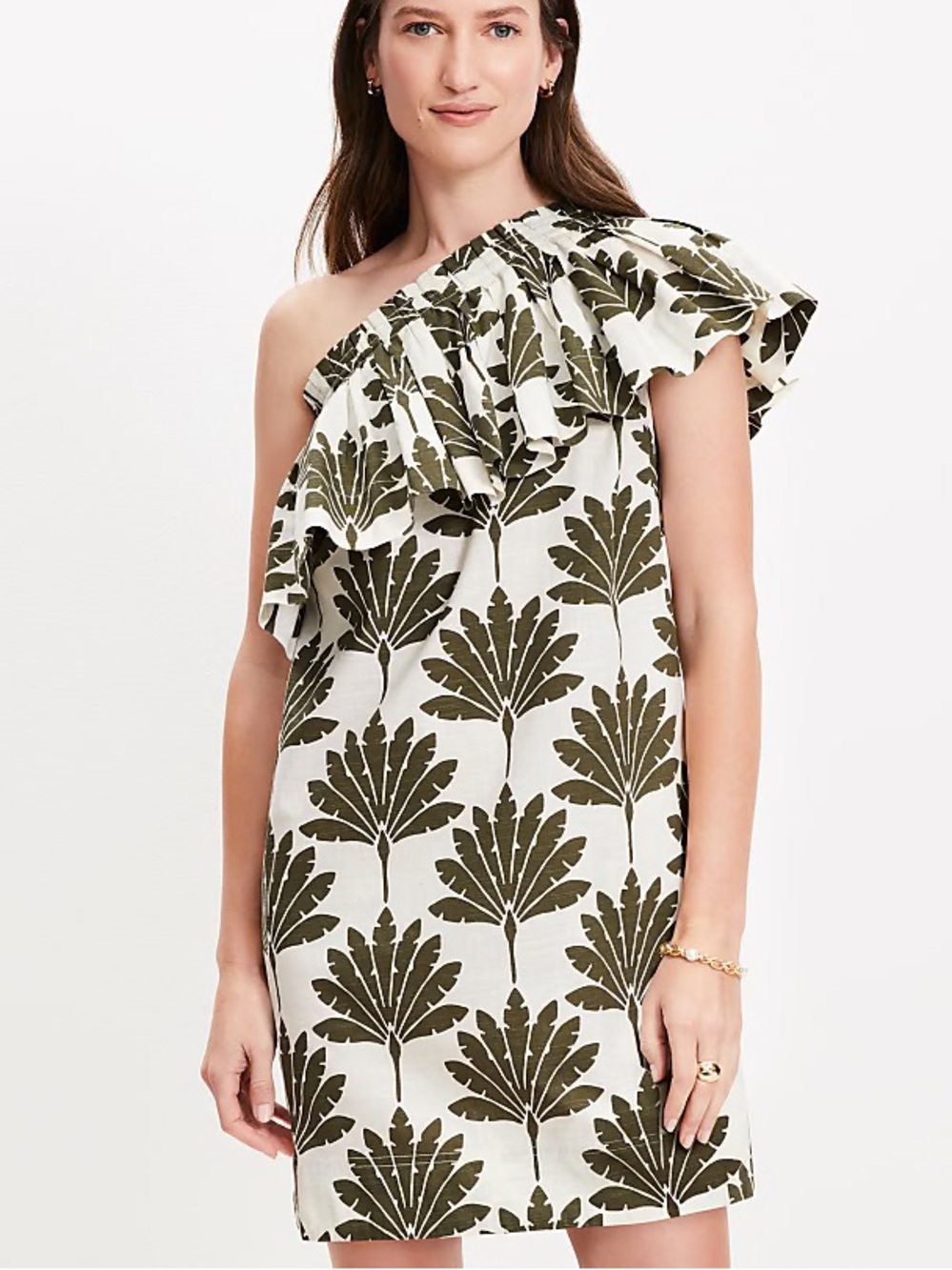 NWT LOFT Palm One Shoulder Mini Dress